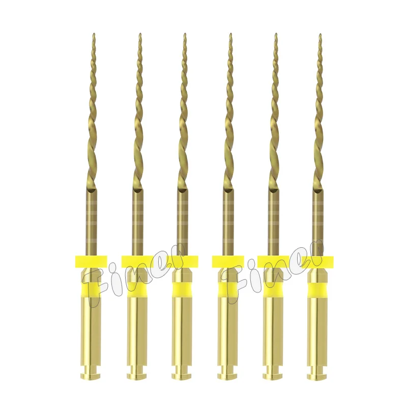 6pcs Pro Dental Taper Gold Endo Files Root Canal Taper Endodontic File Heat Activated Endodontic Files SX-F3 Engine Use Files