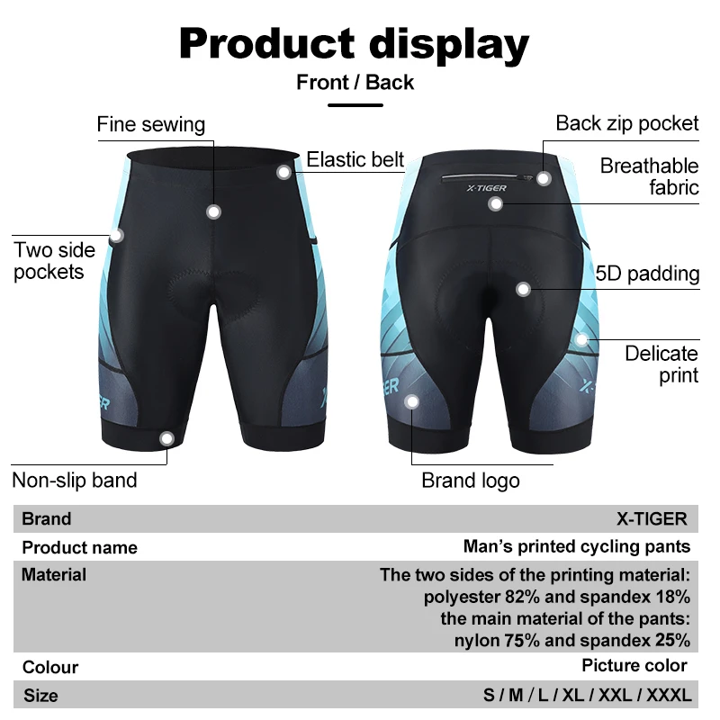 X-TIGER 2024 New Cycling Shorts Three Pocket Bike Shorts Mountain Road Cycling Men\'s Gel Pad Cycling Clothes