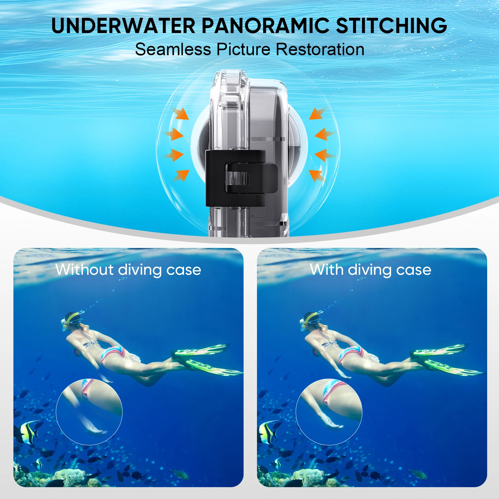 For Insta360 X4 Waterproof Dive Case Housing - Underwater 60m Protector Invisible 360° Fully Diving Shell Accessory