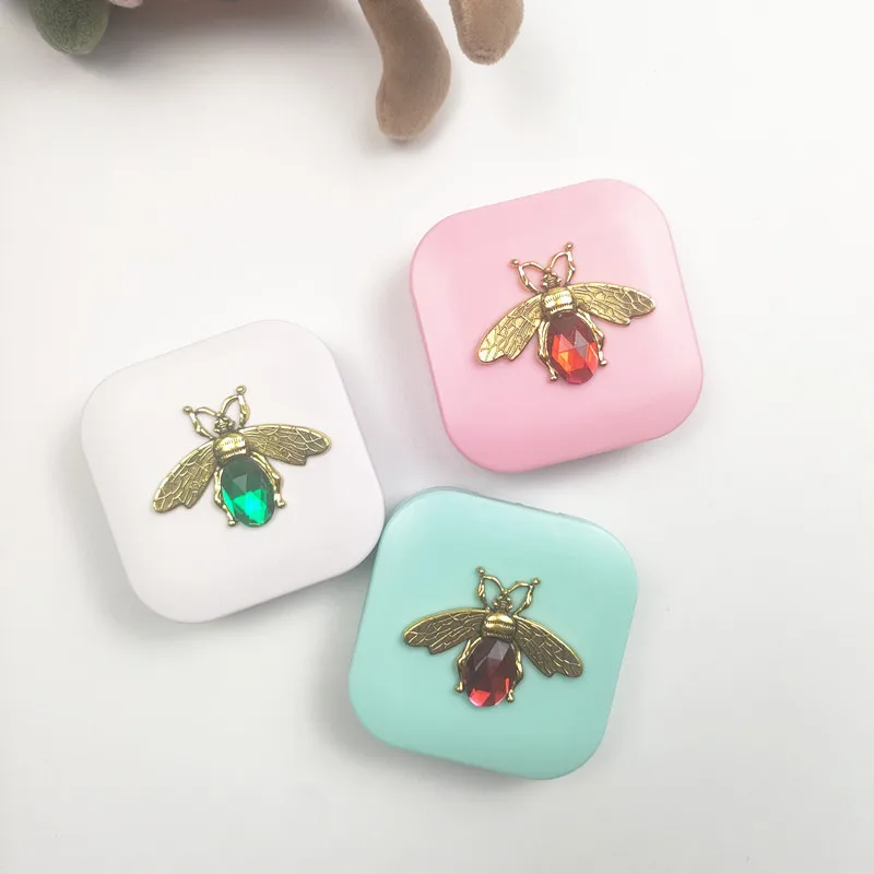 Cute Portable Small  Eye Contacts with Mirror Contact Lens Case Colored Lenses Container Box for Party Travel Set B2