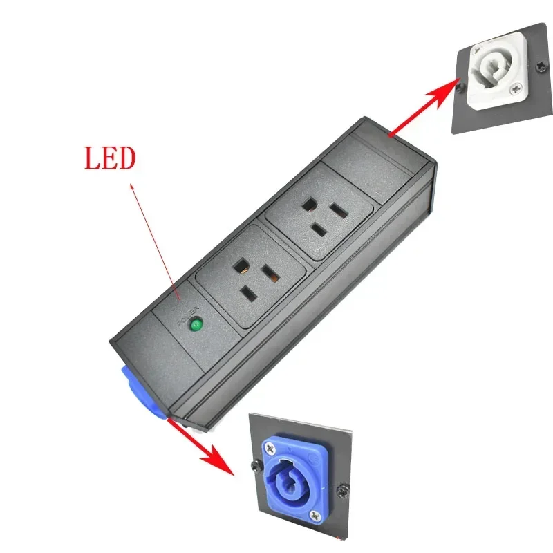 PDU power strip Schuko Link box power amplifier audio 3P aviation plug LED light 1-12 AC US output wireless socket