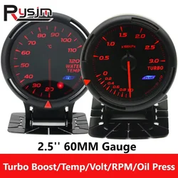 Jauge de pression Turbo Boost, température de l'eau, température de l'huile, presse à huile, compteur RPM, voltmètre Volt, jauges de voiture sous vide, 64 couleurs, HD, 60mm