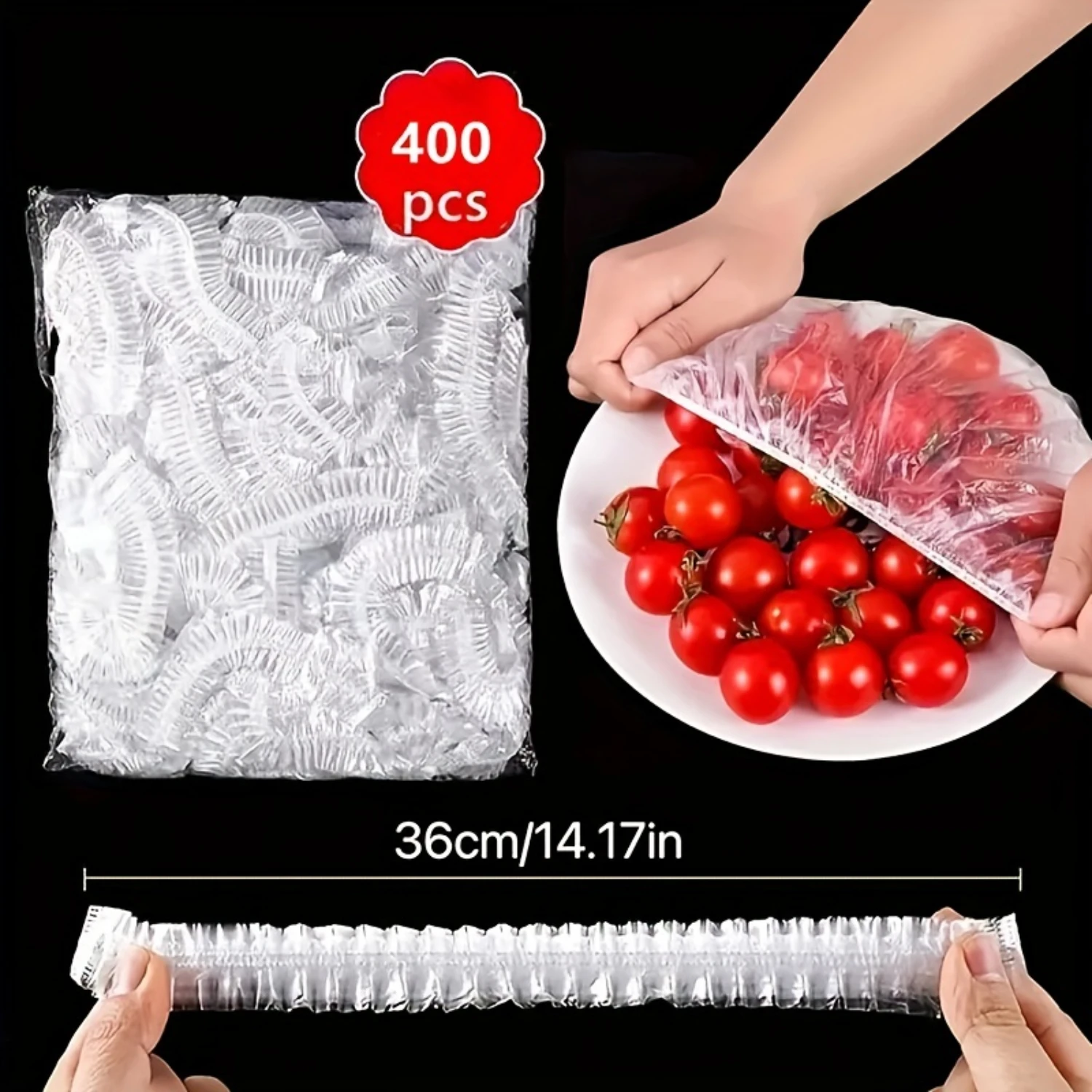 100pcs/400pcs Premium Disposable Elastic Food Covers - Adjustable, Universal, Flip-Top, Round Plastic Bowl Covers for Fresh Food