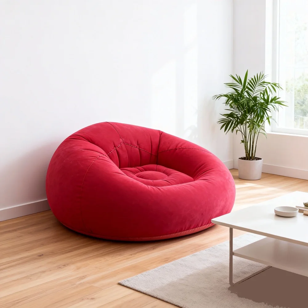 Flocking Inflatable Lazy Sofa Single Bean Bag Shape Foldable Spherical Inflatable Multicolor Sofa Relaxing and Comfortable Home