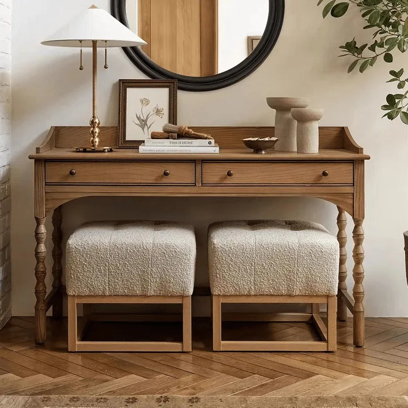 X-S Simple, medieval style integrated dresser with drawer,  vintage writing desk dressing table HG