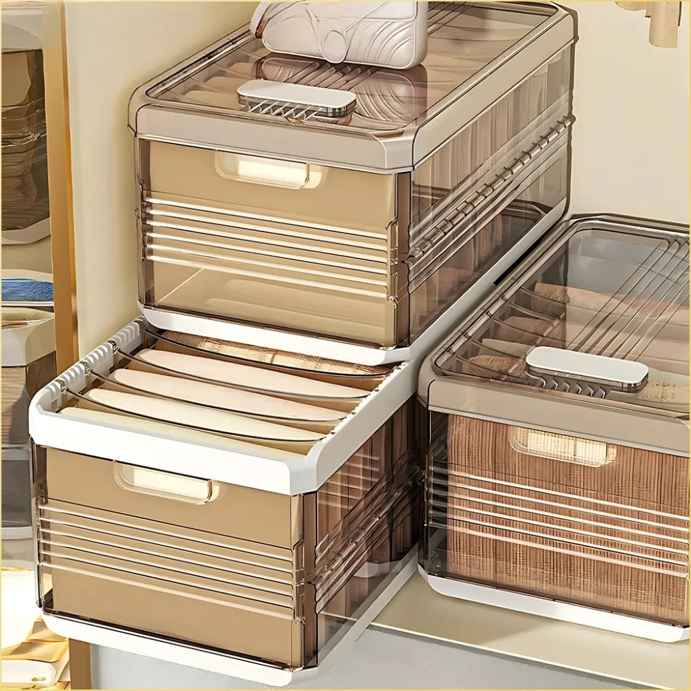 

Large-capacity Clothes Organizer Household Closet Layered Pull-out Partition Organizer Box Foldable Dust Pants Organizer Box