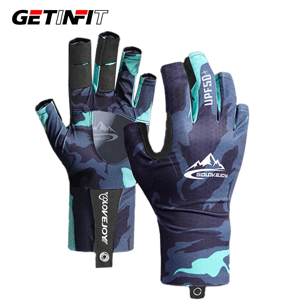 

GETINFIT, 1 пара летних перчаток для рыбалки, противоскользящие, износостойкие перчатки с полупальцами, дышащие перчатки из ледяного шелка для рыбалки на открытом воздухе