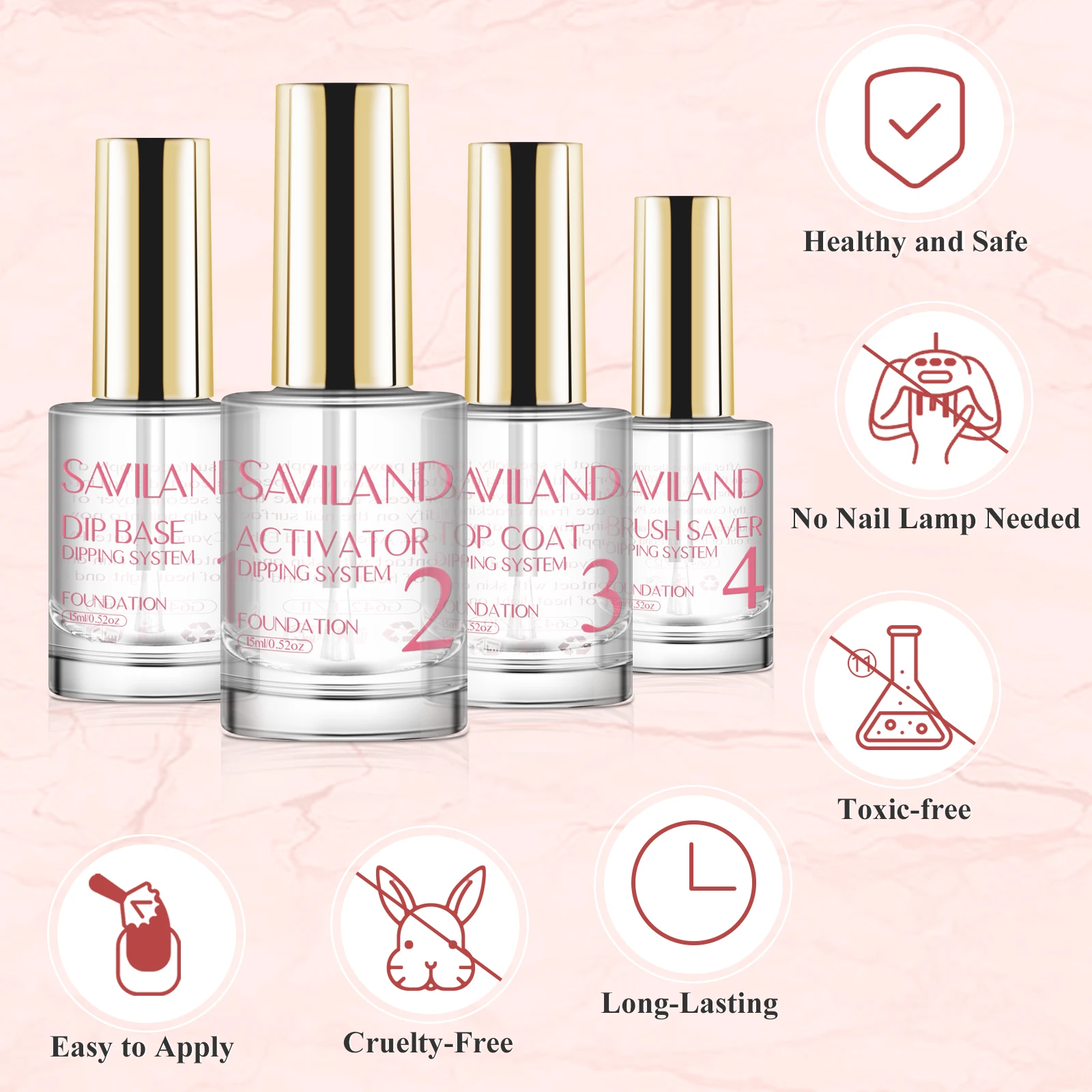 SAVILAND-Juego de líquido en polvo sin HEMA, 10 Uds., 15ml, con Base, activador de capa superior, protector de cepillo, lima de uñas, No se necesita curado