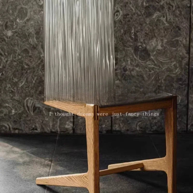 Designer high-end artistic soft bag solid wood dining chair acrylic backrest leisure chair home book chair