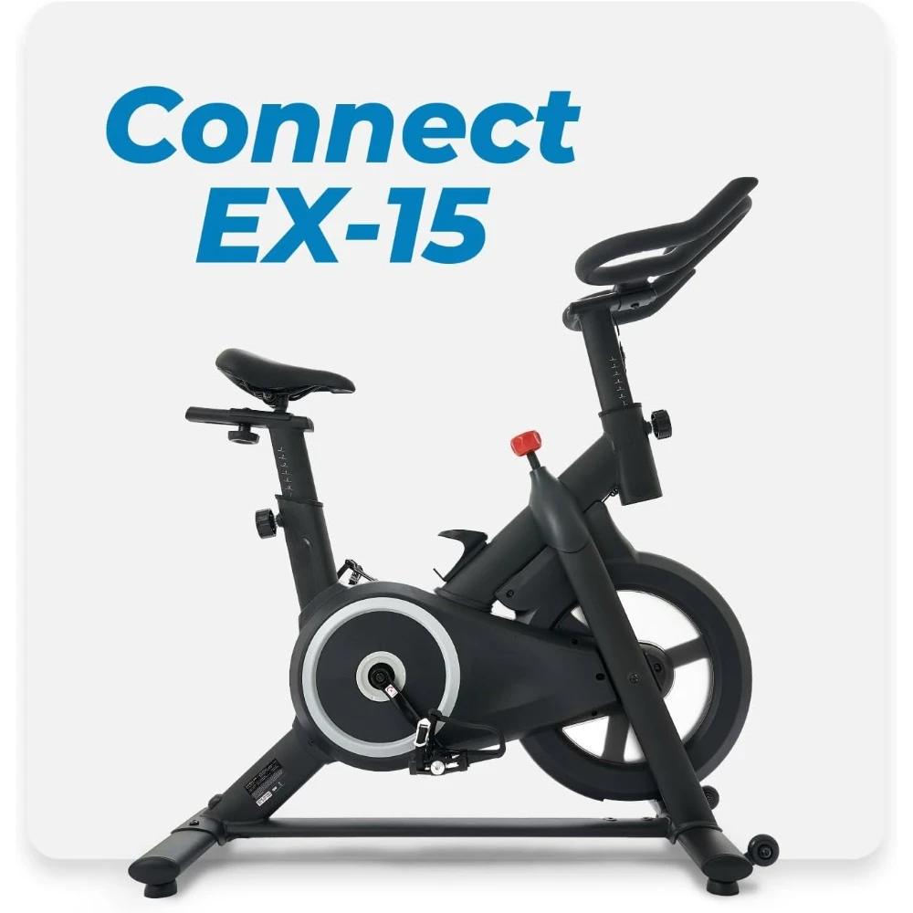 Smart Connect Fitness Bike, Easy Storage, Small Spaces, Cushioned Seat, Solid, Stable Design,32 Resistance Levels, Bluetooth