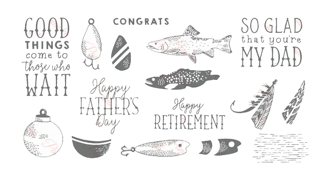 Happy Father\'s Day Fishing 2023-2024 Annual Catalog Cutting Dies Clear Stamp Scrapbooking Frame Card Craft