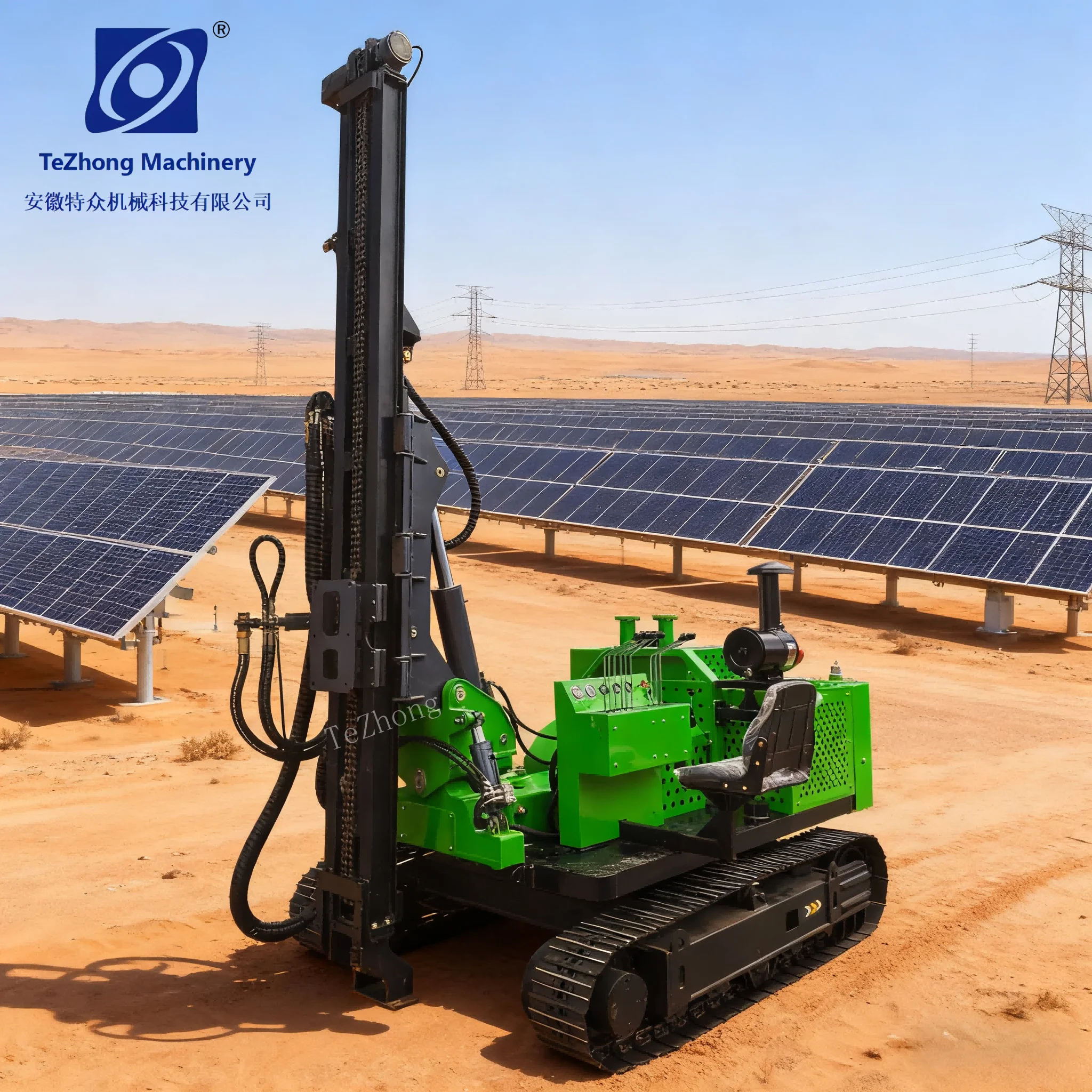 Hydraulic Solar Pile Driver Supports Functions Such As Auger Drilling Impact Drilling and Ground Nail Tightening