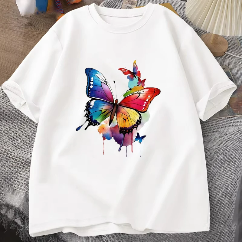 

Fashion Butterfly Print Hip Hop Short Sleeve Men Women Summer Cool Casual Outdoor T Shirts Tops