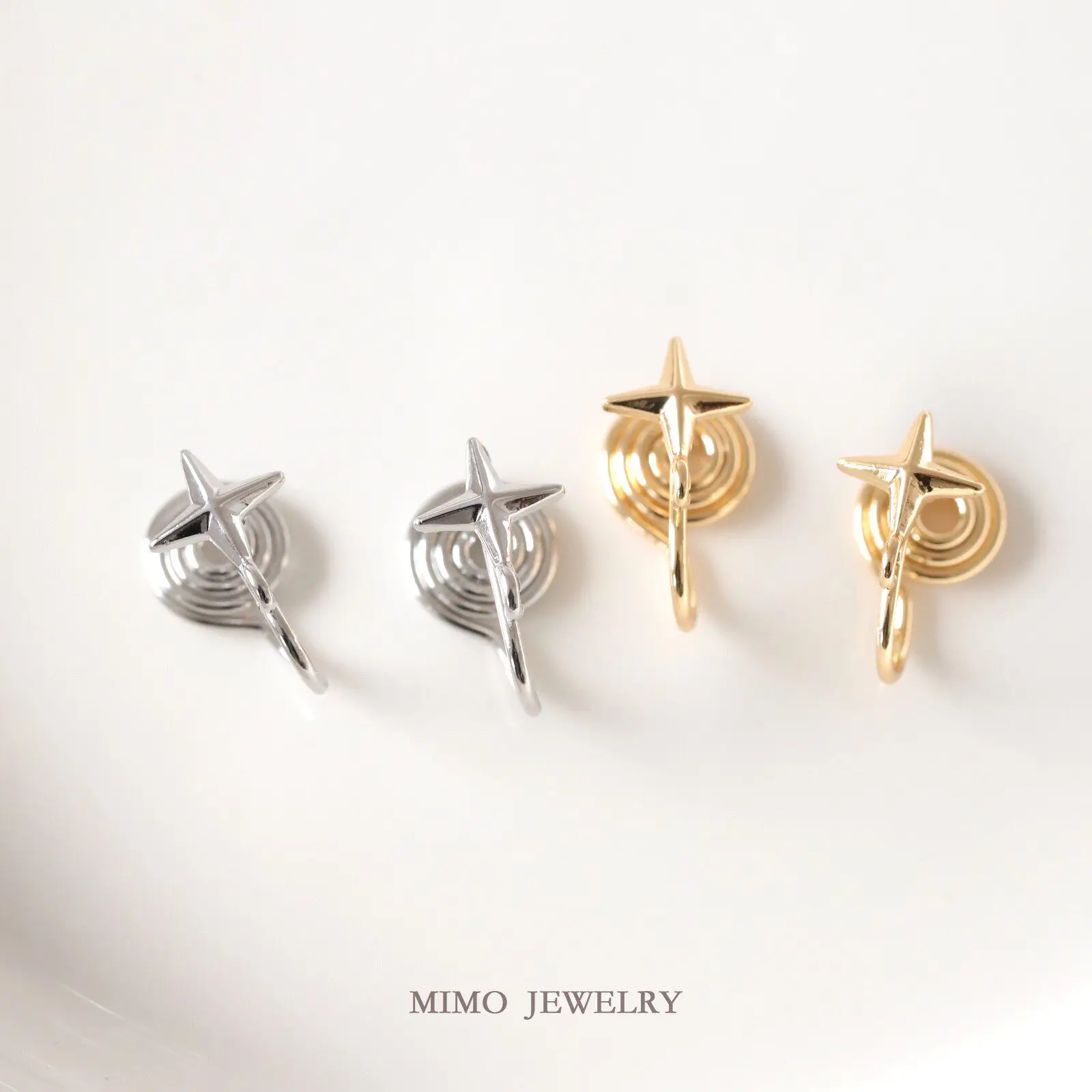 

Copper Plated Real Gold Smooth Cross Star Simple Star Work In Progress Stud Earrings DIY Handmade Accessories