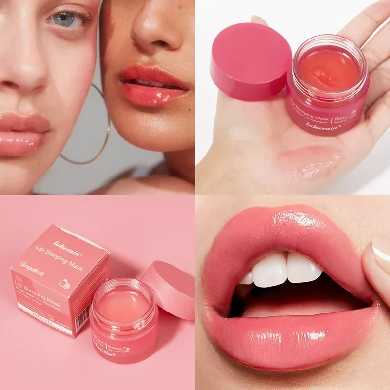 Máscara de sono labial para dormir noturno, bálsamo de manutenção hidratado, lábios rosa anti-rachados, creme clareador, nutre, protege os cuidados com a pele dos lábios