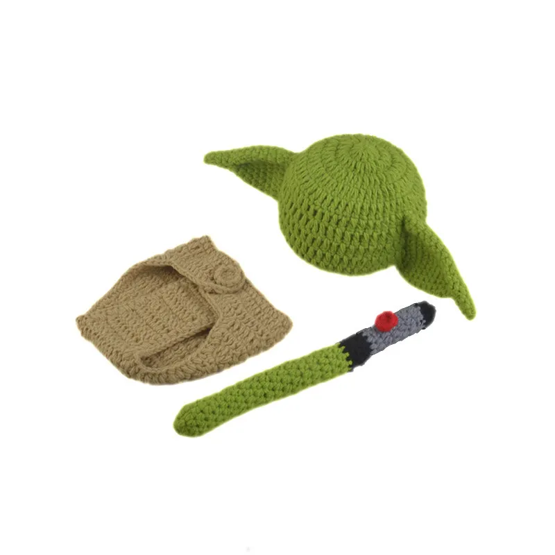 Children\'s Animation Baby Yoda Master Baby Creative Photo Clothing European and American Hand-knitted Hat Photo Props