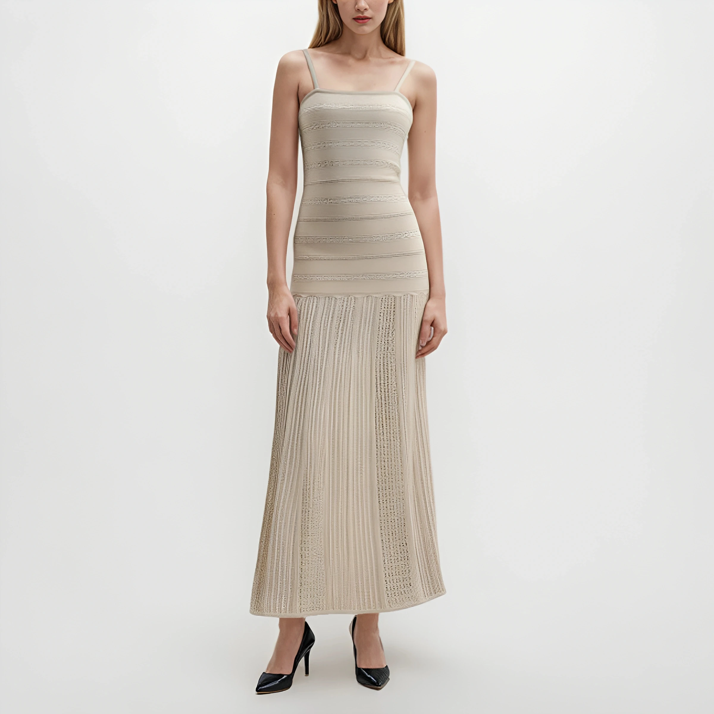 Micosoni Elegant Sophisticated French-style Lace Patterned Knitted Dress for The Spring Sleeveless Dresses and Summer of 2026