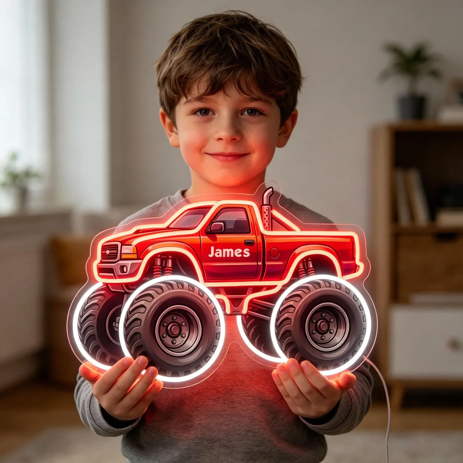 Custom Truck Name Neon Sign,Personalized Monster Truck Neon Sign,Truck Bedroom Decor,Off-Road Theme Gift,Gift for Truck Lover