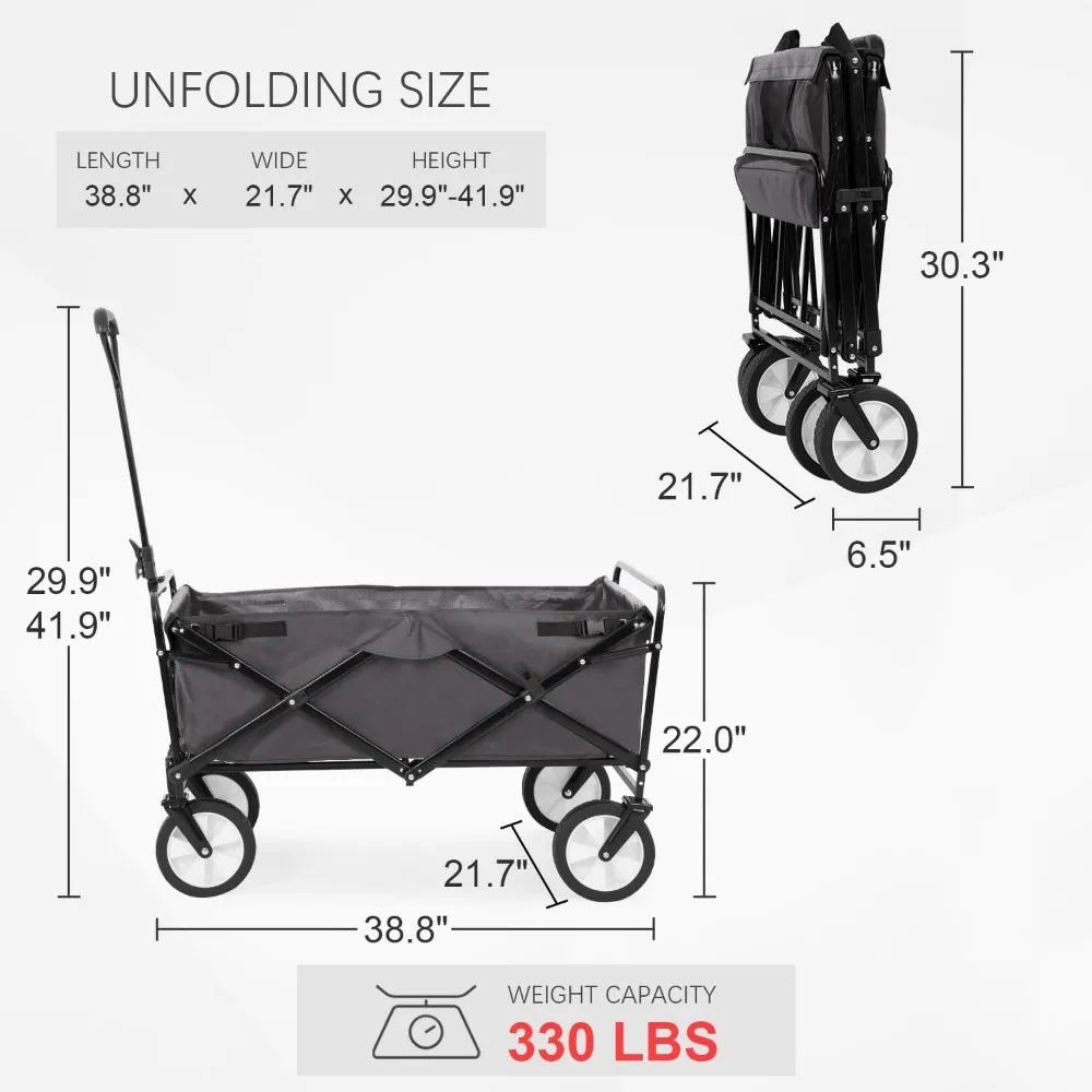 "sturdy folding utility wagon for outdoor adventures with ample storage"