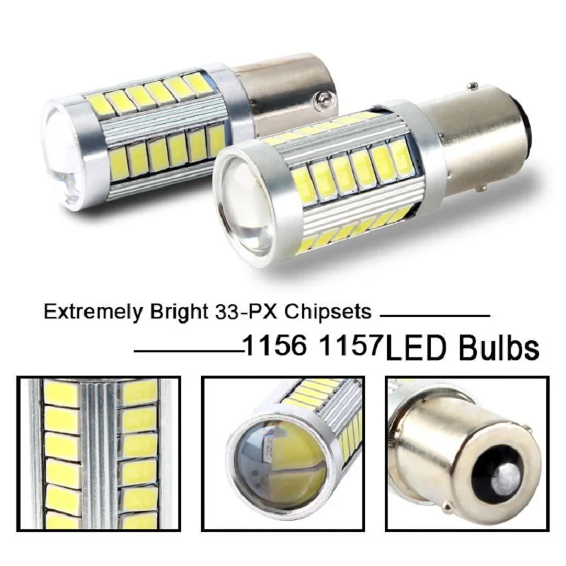 2X 1156 BA15S P21W 1157 P21/5W BAY15D BAU15S PY21W T20 7443 7440 3157 LED Car Tail Bulb Brake Reverse DRL Signal Light 12V White