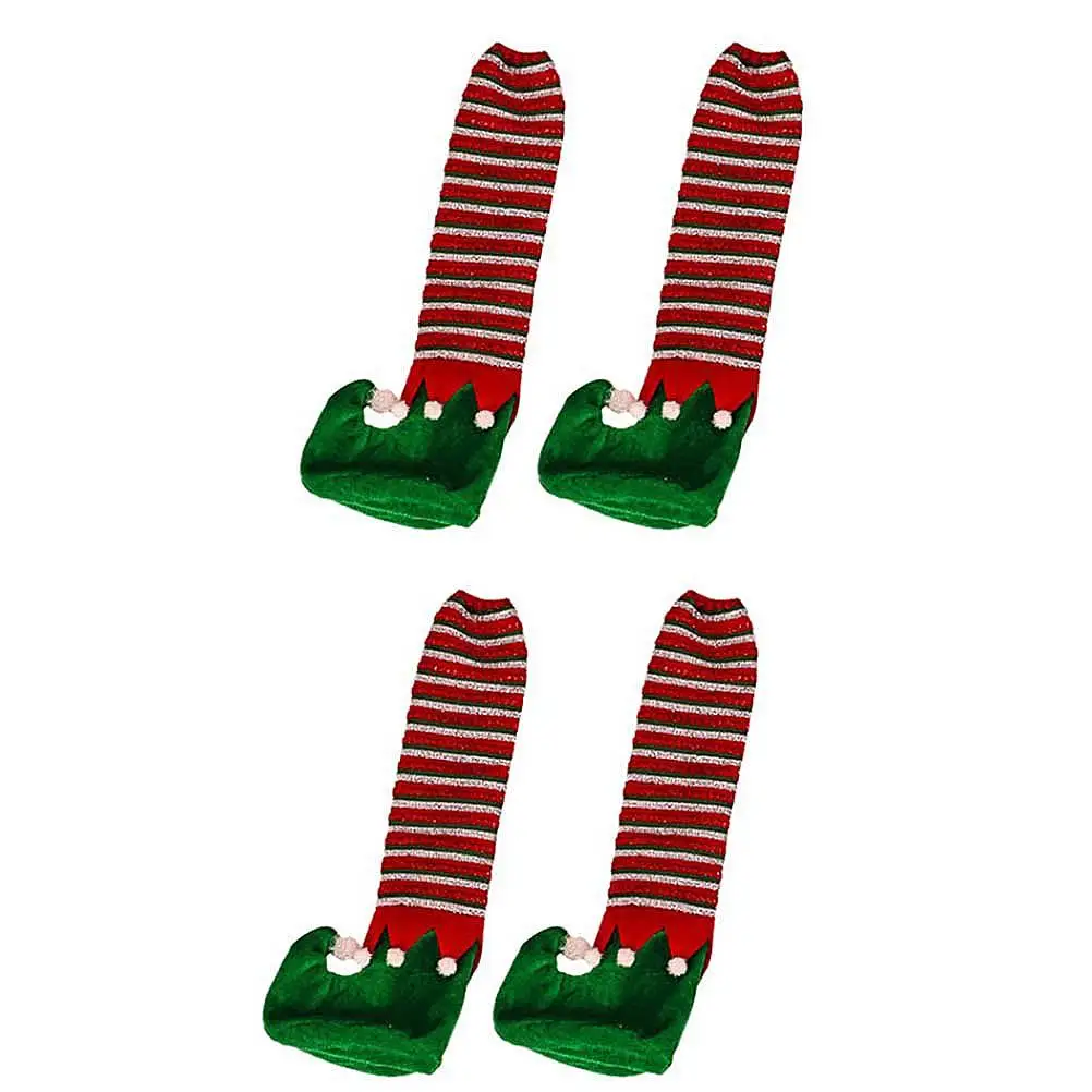 Christmas Table Feet Covers Striped Elf Chair Leg Protectors Cloth Sock Furniture Safeguard Premium Material Comfortable Healthy