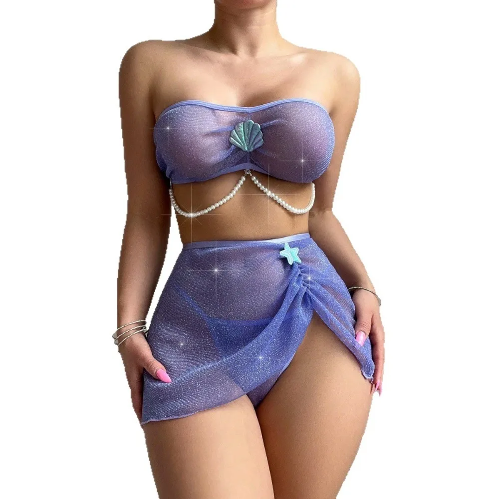 

Western Top Selling See Through Sexy Women Underwear Babydoll Nightgown Strappy Cross Underline Bra Briefs Erotic Lingerie Set