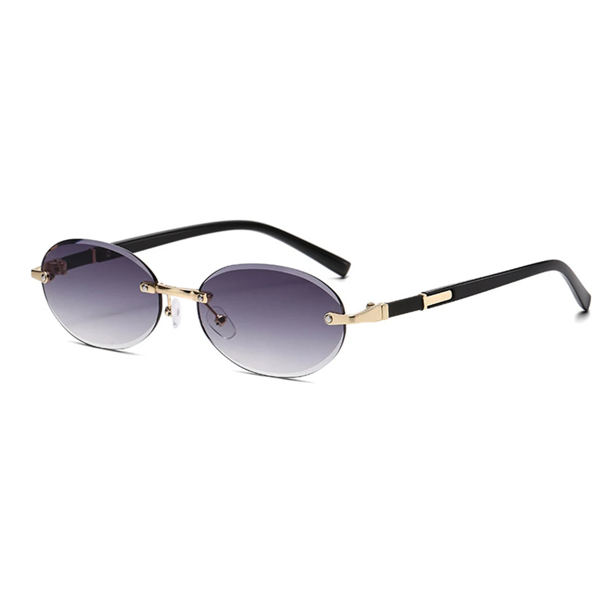 Trendige Sonnenbrille mit geschnittenem Rand, personalisierbar, ovaler Rahmen, neue rahmenlose Spicy Girl Hip-Hop-Sonnenbrille, Metall-DAMEN-Sonnenbrille, Herren-Su – Detail 9