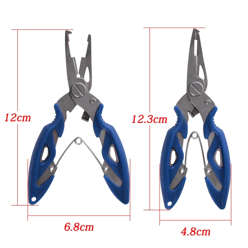 Multifunction Fishing Pliers Braid Line Cutter Hook Remover Split Ring with Coiled Lanyard Tackle Tool