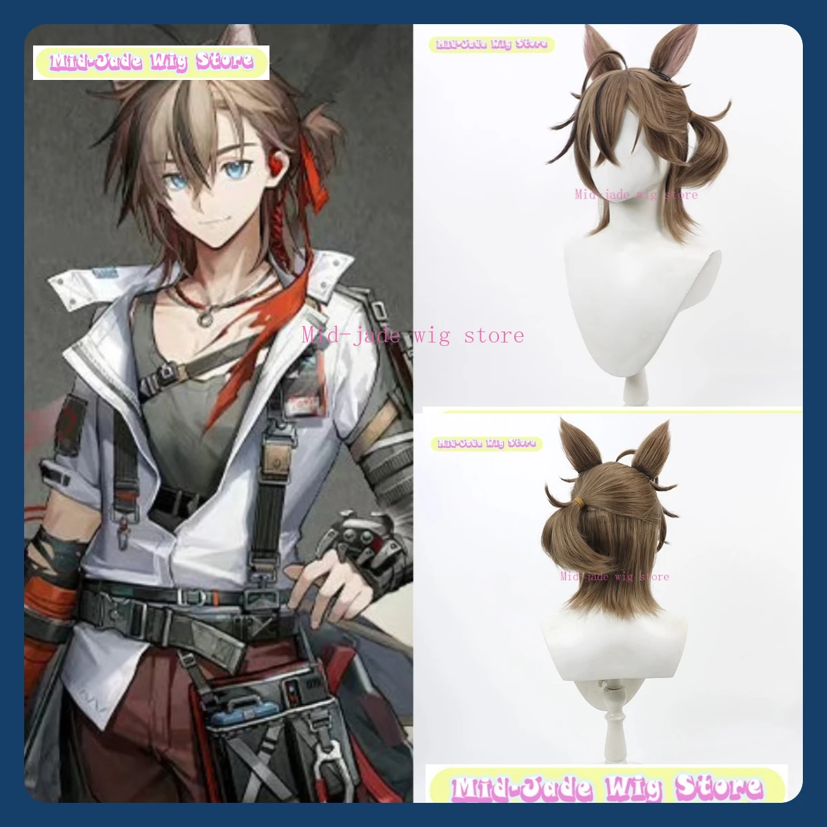 

Mid-jade Wig Store Arknights Stainless Operator Cosplay Wig Anime Game Role Playing Synthetic Hair Halloween Party