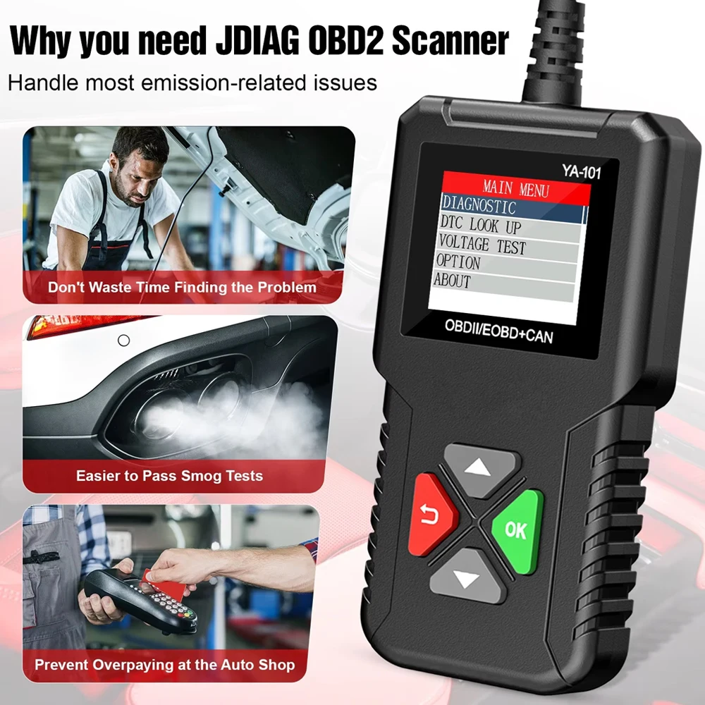 Car OBD2 Scanner YA-101 Auto Code Reader for Check Engine Light, OBD2 Diagnostic Scan Tool for All OBD2 Cars Since 1996