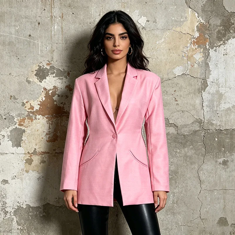 ZAMOR HIGH STREET Blazer 2026 New Fashion Unique Sexy Backless Single Button Suit Jacket for Women