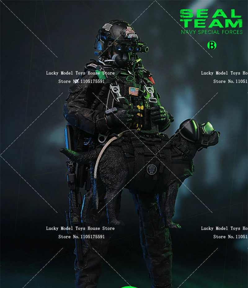 MINITIMES Night Jump 1/6 US Navy Special Forces Seal Team Military Action Figure Army Dog Ornament 12inch Full Set Soldier Model