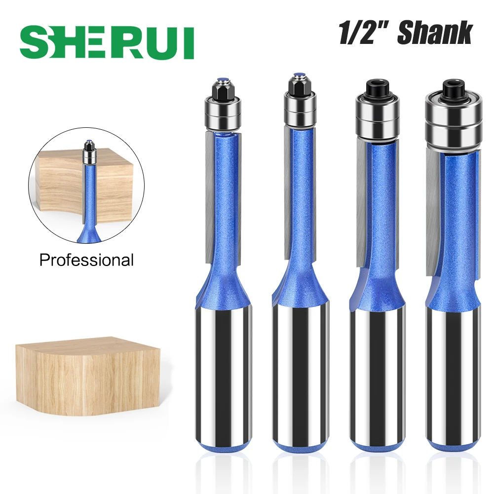 12mm 1/2in Schaft bündig Trimm fräser Doppel lager Holz schablonen muster Bit Wolfram karbid Fräser Holz bearbeitungs werkzeug