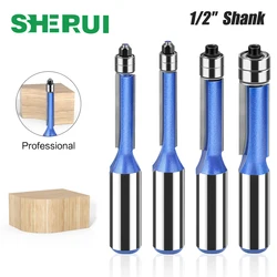 12mm 1/2in Shank Flush Trim Router Bit Double Bearing Wood Template Pattern Bit Tungsten Carbide Milling Cutter Woodworking Tool
