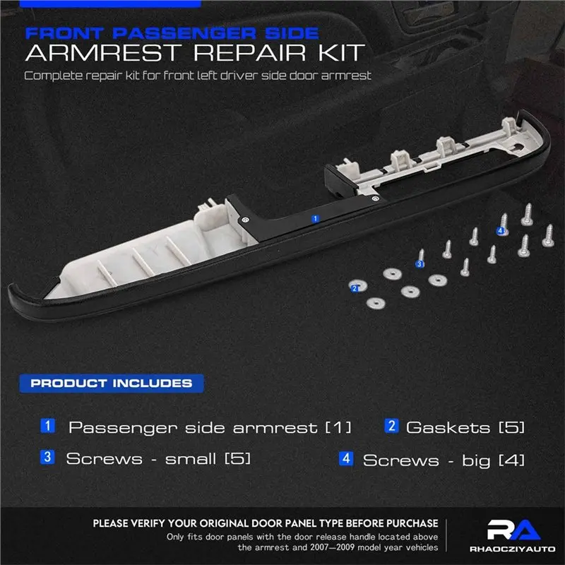 For Chevy Silverado GMC Door Panel Replacement Armrest Repair Kit- Right Passenger Side W/Release Handle 25780130