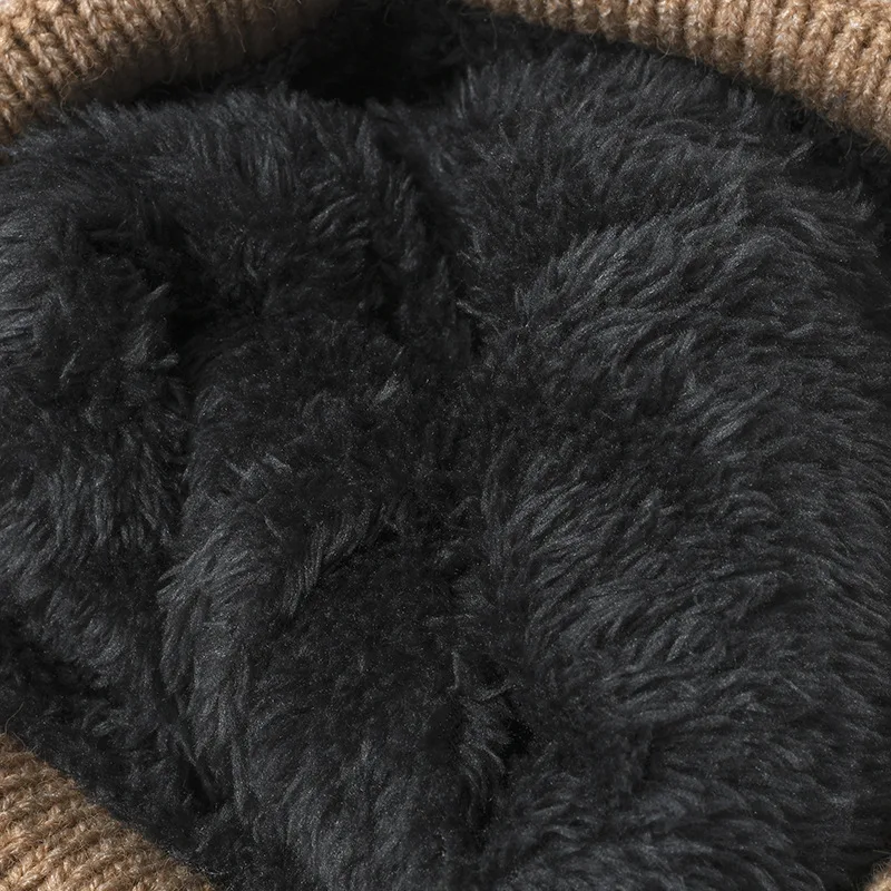 Winter Fleece Lined Knit Beanie for Men Women Faux Rabbit Fur Warm Ear Protection Hat Outdoor Commute Thickened Winter Skull Cap
