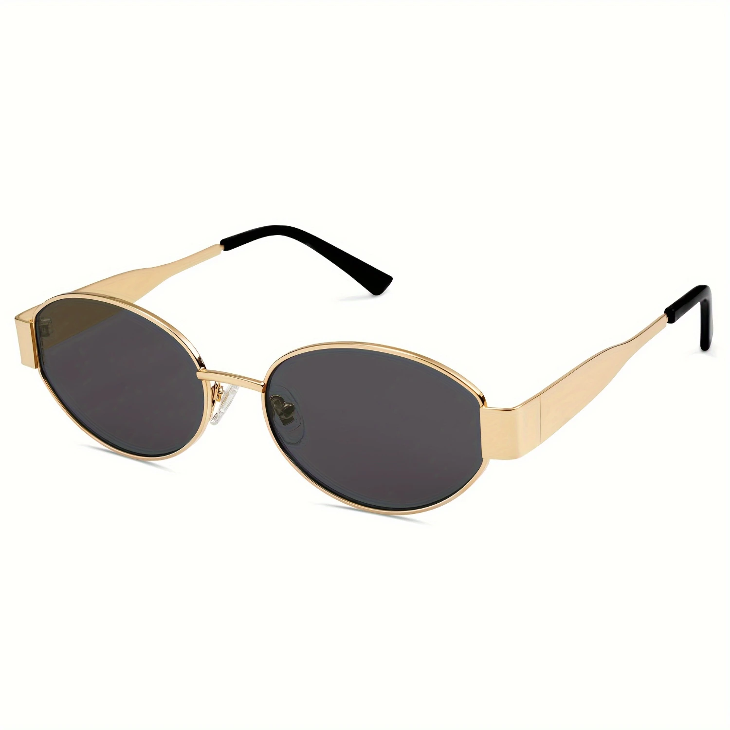 Trendy Oval Shaped Copper Alloy Frame Retro Sunglasses for Women and Men - Decorative Plastic Lenses for Hiking and Everyday Wea