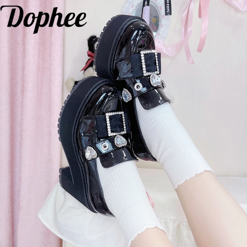 

Dophee Original Landmine System Thick Soled Shoes for Women Subculture Japan Platform Shoes Pointed Toe Black Loafers Shoes