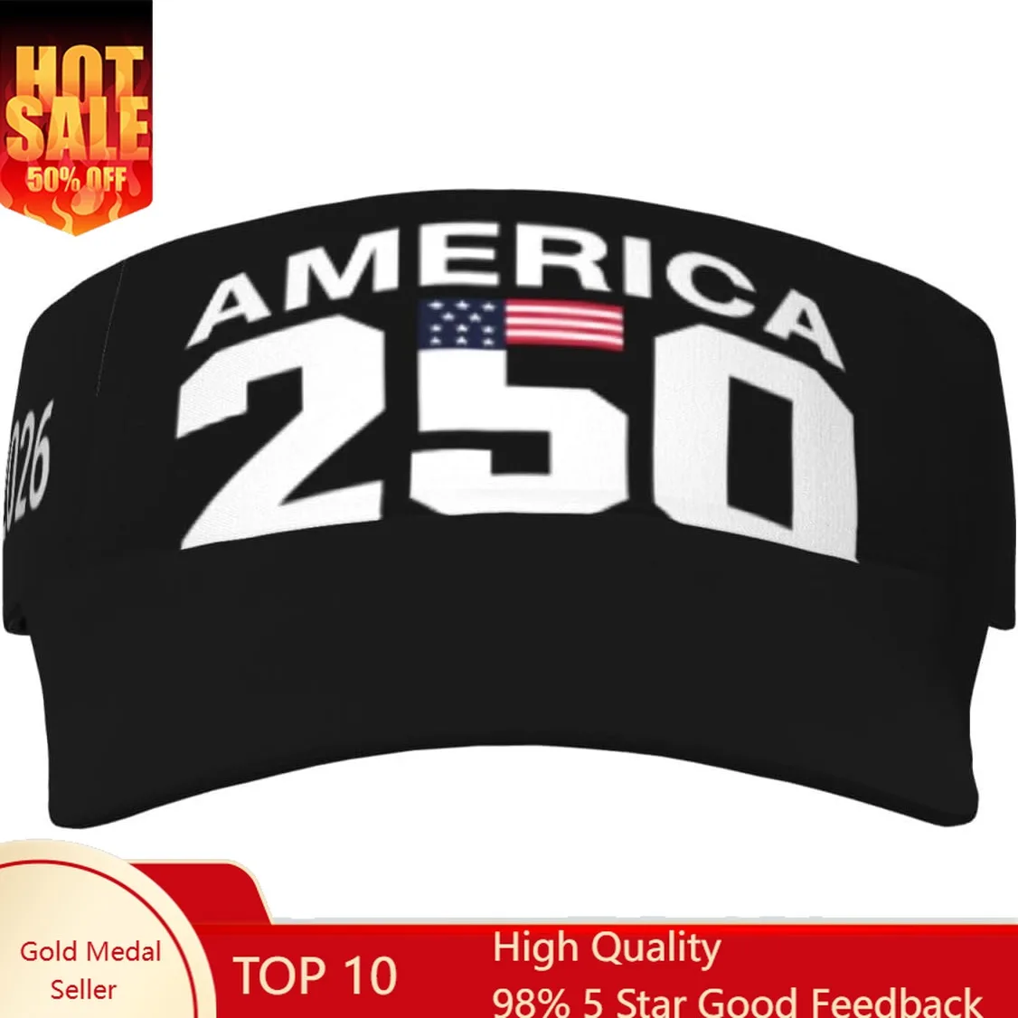 

Anniversary 250th Sun Visor America Hat for Men Women, United States 1776 2026 USA Birthday 250th Visor Cap Outdoor