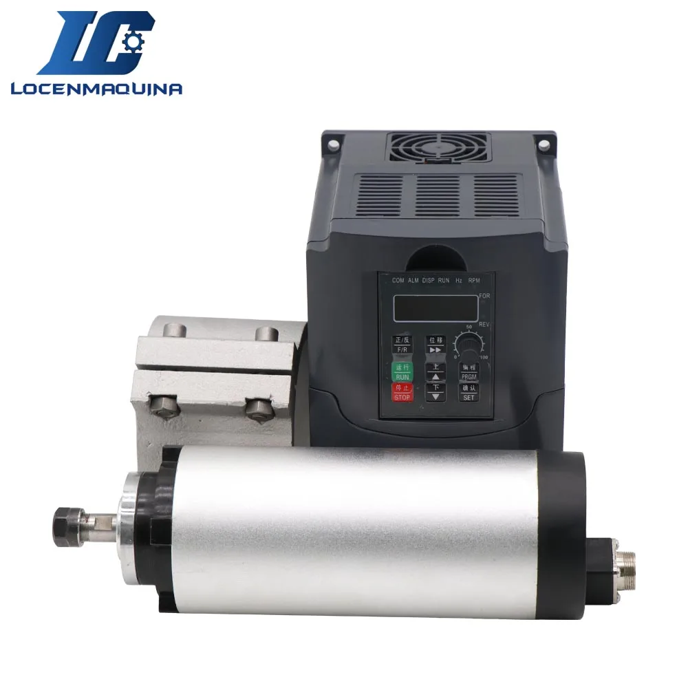 

1.5KW CNC Air Cooling Spindle Kit 1.5KW ER11 AC220V Air Cooling Spindle Motor+VFD Inverter+ 80mm Cast Aluminum Spindle Clamp