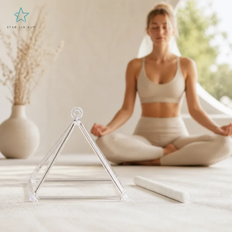 STAR LIN KUP 16 Inch Clear Quartz Crystal Singing Pyramid Sound Healing Instrument for Meditation Yoga Chakra Balance with