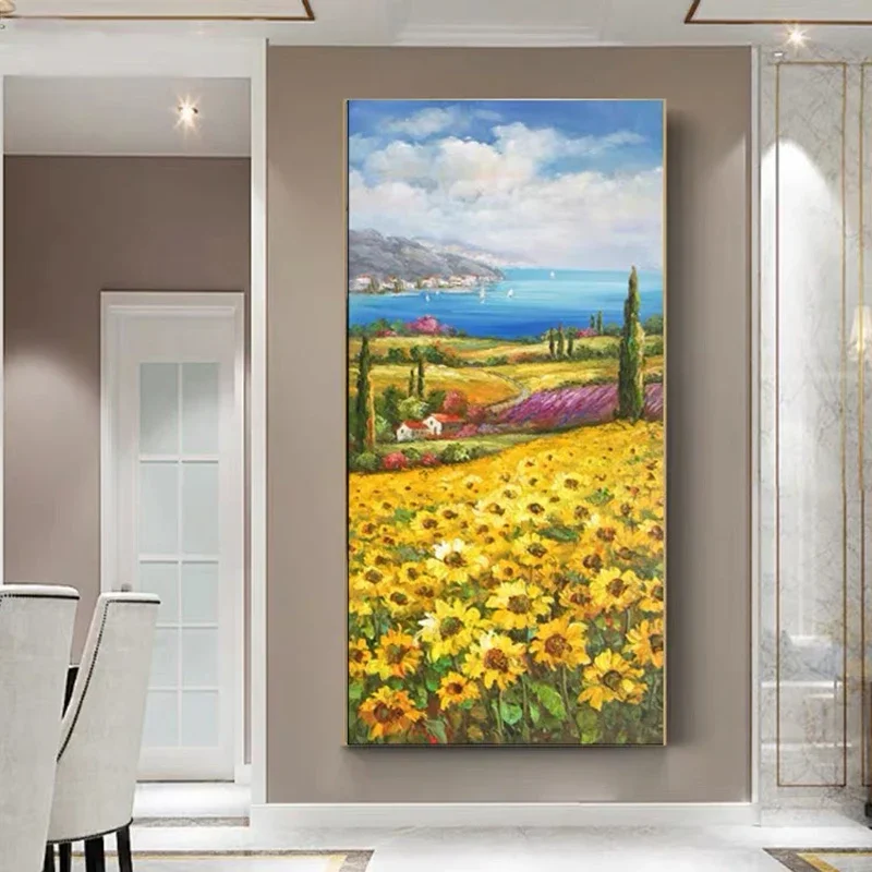 Abstract Sunflower Landscape Art Posters and Prints Canvas Painting Print Wall Art for Living Room Home Decor (No Frame)