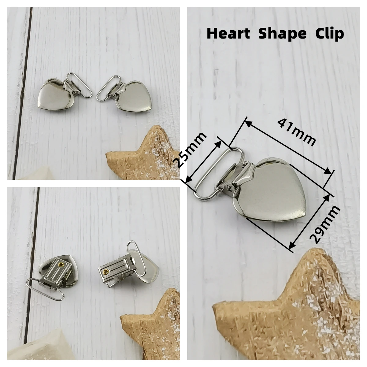 8 pezzi 25mm clip per bretelle farfalla palmo a forma di cuore clip per lenzuolo clip per ciuccio superficie brillante C1602