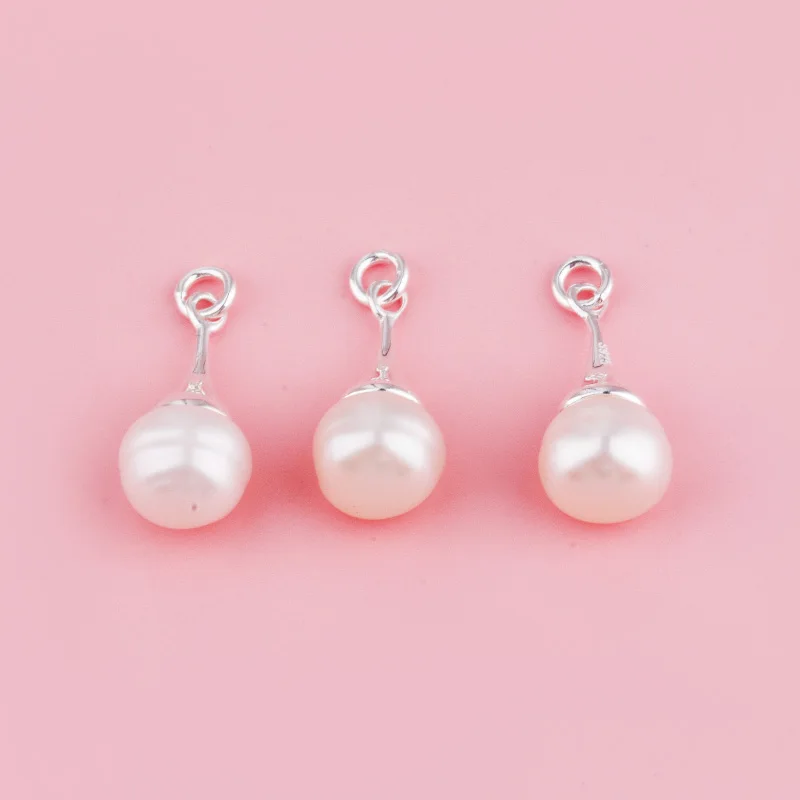 S925 sterling silver Korean version pearl pendant, DIY bracelet, braided string earrings