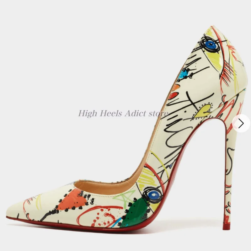 المرأة الساخن الفرخ الطباعة الجلود عالية الكعب مدبب تو مثير الخناجر 8/10/12 سنتيمتر الفاخرة مصمم مضخات فستان الحفلات الأحذية #2