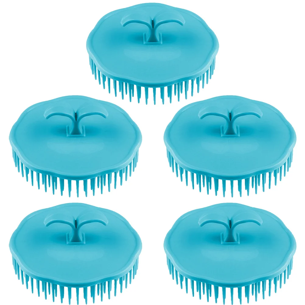 

5Pcs Hair Shampoo Brush Round Shape Comfortable Palm Fit Scalp Massage Deep Clean Comb Bath Shower Styling Accessory