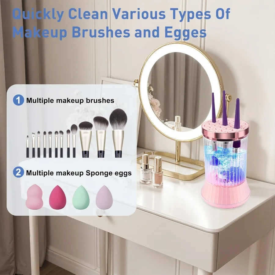 Efficiente detergente elettrico per pennelli per trucco, macchina automatica per la pulizia dei pennelli per trucco, 7000 giri/min, pulizia accurata, silicone multiformato h
