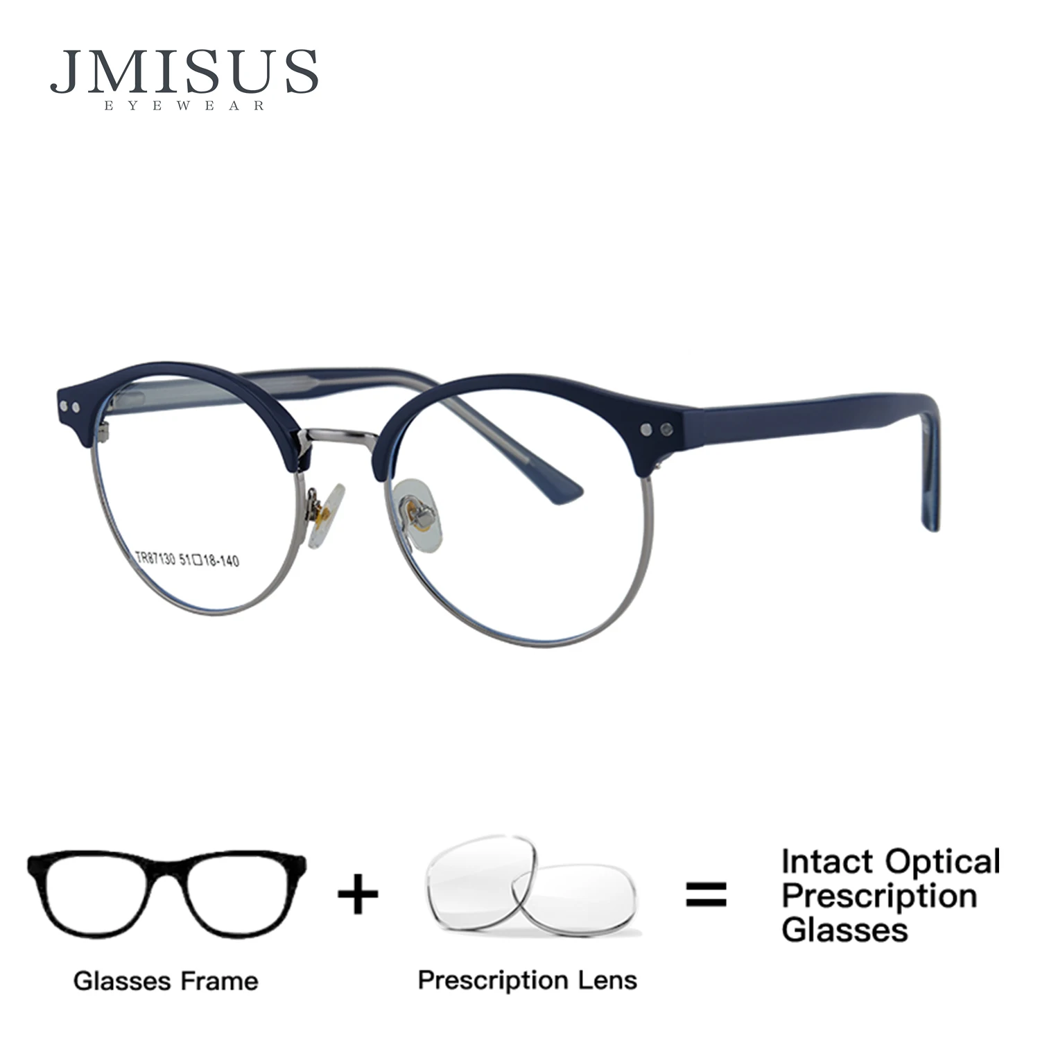 

JMISUS ﻿Classics Retro Round Prescription Glasses Men Customised For Distance Lightweight Business Optical Glasses 2025