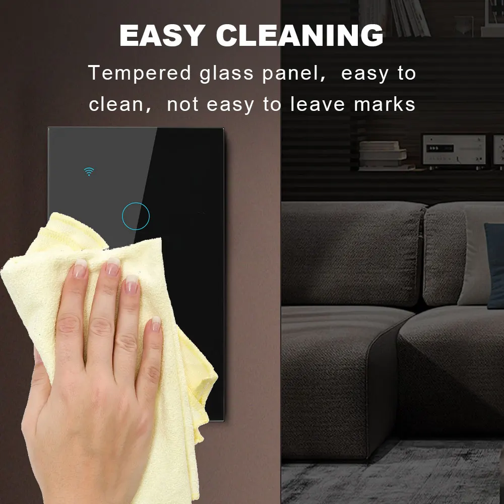 

Умный сенсорный выключатель Wi-Fi/выключатель света/с стеклянной панелью/выключатель с таймером/доступны черный и белый варианты/совместим с Alexa/Google Assistant/подходит для управления освещением в умном доме/для дома и офиса