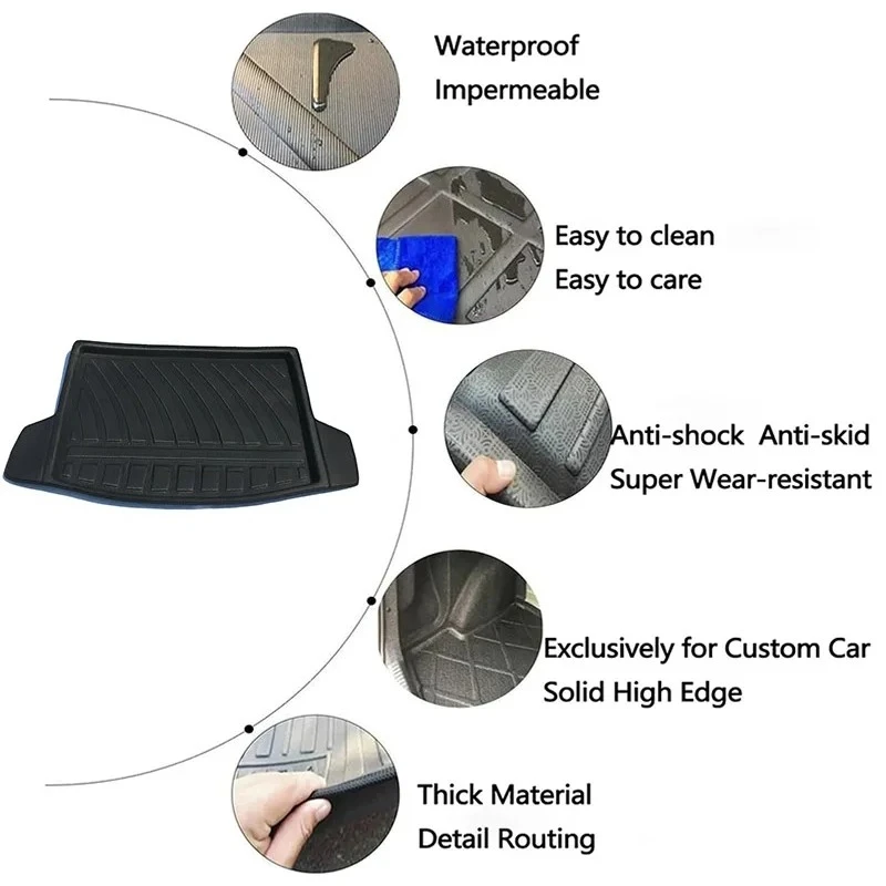 For Suzuki NEW SX4 S-Cross 2014-2021 Crossover JY Car Rear Trunk Mat Waterproof Floor Liner Parts Tray Boot Carpet Accessories